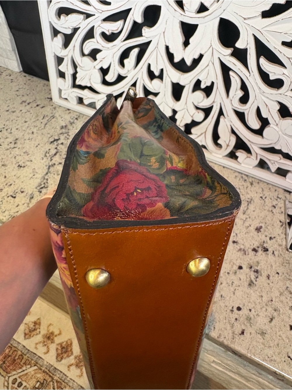 Patricia Nash Calvi Leather Satchel Handbag in Vintage Victorian Garden - Picture 10 of 16